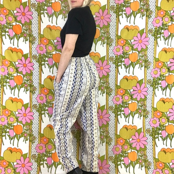 Vintage 80s tribal geo print jeans harem pants S/M - Picture 4 of 8